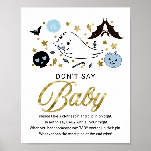 Poster Joli Baby shower d'Halloween Ne pas dire bébé sign (Devant)