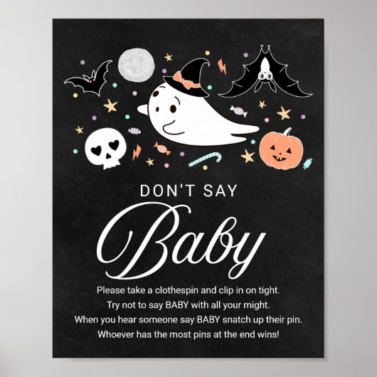 Poster Joli Baby shower d'Halloween Ne pas dire bébé sign (Devant)