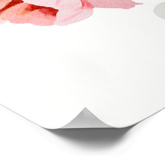 Poster Joli Baby shower Fleur sauvage rose Bow (Coin)