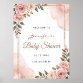 Poster Joli Baby shower Fleurs de Jardin Accueil (Devant)