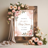 Poster Joli Baby shower Fleurs de Jardin Accueil