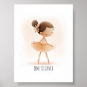 Poster Joli Ballet Ballerina Temps De Danse Aquarelle (Devant)