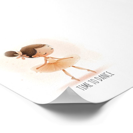 Poster Joli Ballet Ballerina Temps De Danse Aquarelle (Coin)