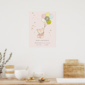 Poster Joli ballon ours rose monogramme bébé fille (Cuisine)