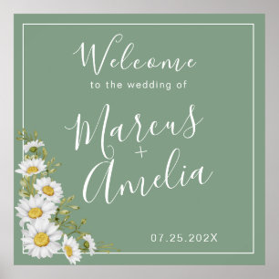 Poster Joli Basil Vert & Blanc Mariage