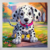 Poster Joli bébé dalmate dans un parc urbain illustration (Devant)