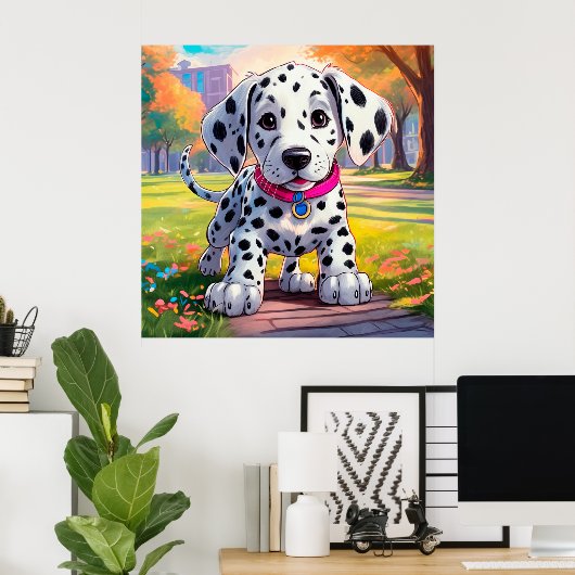 Poster Joli bébé dalmate dans un parc urbain illustration (Bureau à domicile)