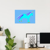 Poster Joli bébé licorne bleu garçon (Bureau à domicile)