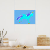 Poster Joli bébé licorne bleu garçon (Cuisine)