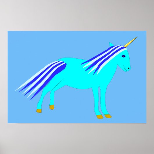 Poster Joli bébé licorne bleu garçon (Devant)