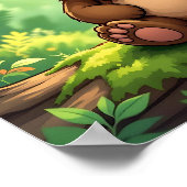 Poster Joli bébé ours en dessin animé dans les bois (Coin)