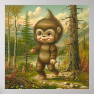 Poster Joli bébé squatch sasquatch bigfoot