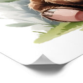 Poster Joli bébé vache des Highlands avec des fleurs – Nu (Coin)