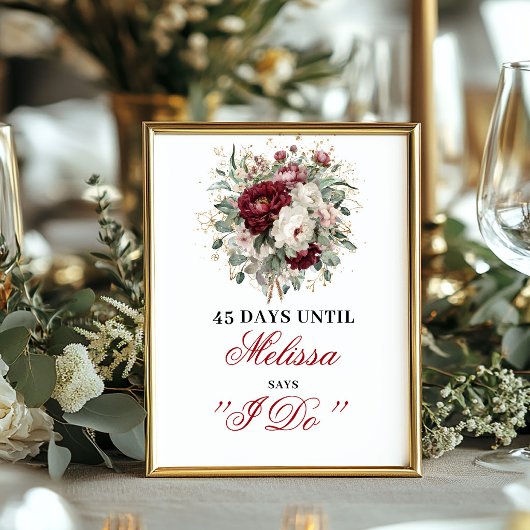 Poster Joli blush burgundy panneau de table Dais Until I