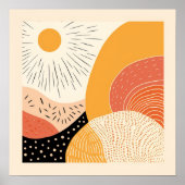 Poster Joli Boho Retro Soleil sur les collines (Devant)