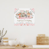 Poster Joli bois rose florale fille Anniversaire Bienvenu (Cuisine)
