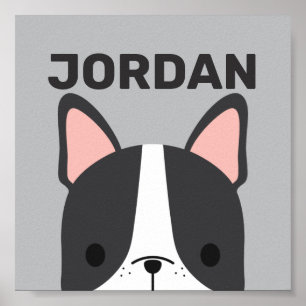 Poster Joli Bouledogue Français avec nom personnalisé