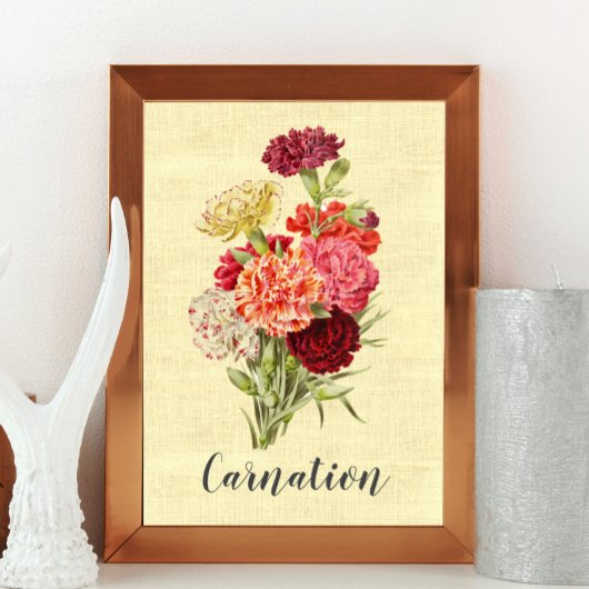 Poster Joli Bouquet Carnation Vintage