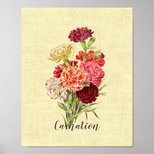 Poster Joli Bouquet Carnation Vintage (Devant)