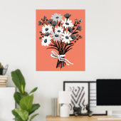 Poster Joli Bouquet Daisy Retro Art Moderne Coloré (Bureau à domicile)