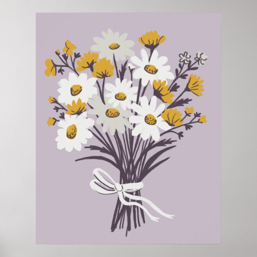Poster Joli Bouquet Daisy Retro Art Moderne Coloré (Devant)