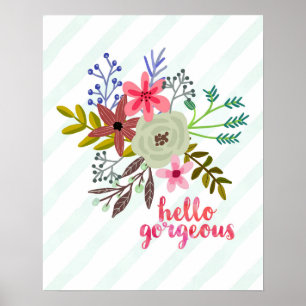 Poster Joli Bouquet Floral Bonjour magnifique