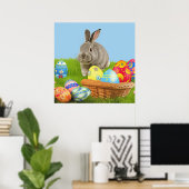 Poster Joli Bunnyfor Pâques pour une humeur positive Post (Bureau à domicile)