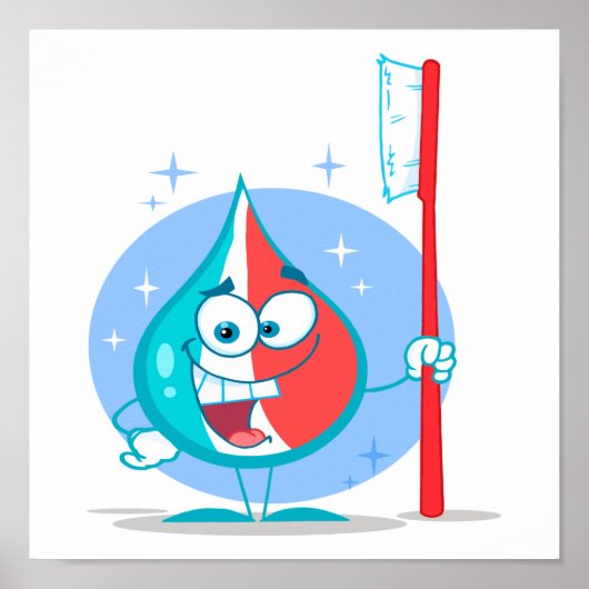 Poster joli caractère pétillant de dentifrice avec brosse (Devant)