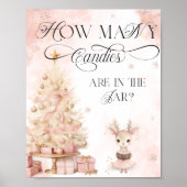 Poster Joli Cerf Blush Or Rose hiver Combien de bonbons (Devant)