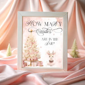Poster Joli Cerf Blush Or Rose hiver Combien de bonbons