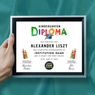 Poster Joli certificat numérique coloré pour enfant de gr