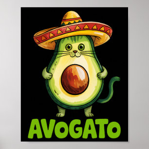Poster Joli chat Avogato Sombrero Drôle Cinco De Mayo Fem