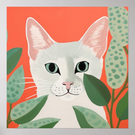 Poster Joli Chat Blanc (Devant)