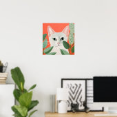 Poster Joli Chat Blanc (Bureau à domicile)