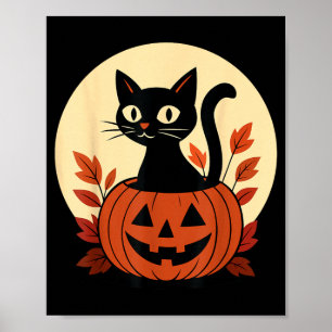 Poster Joli Chat De Couleur Noire Et Citrouille Jack O La