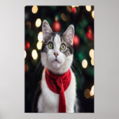 Poster Joli chat de Noël avec un arc (Devant)