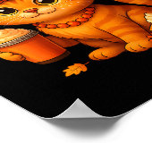 Poster Joli Chat de Thanksgiving Automne Tarte au potiron (Coin)