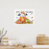Poster Joli chat d'Halloween dans une citrouille (Cuisine)