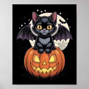 Poster Joli Chat Noir Avec Des Ailes De Chauve-Souris Jac