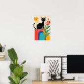 Poster Joli chat noir avec fleur colorée (Bureau à domicile)