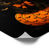 Poster Joli Chat Noir Citrouille Saison Automne (Coin)