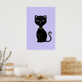 Poster Joli chat noir sur fond pervenche clair (Cuisine)
