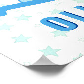 Poster Joli Cheval à Bascule Bleu Étoile Nom d'Enfants (Coin)