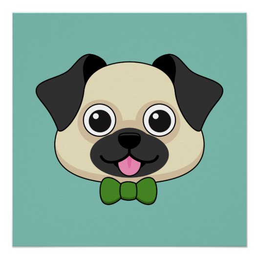 Poster Joli chien Carlin avec Papillon (Devant)