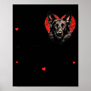 Poster Joli chien de berger allemand noir pour la Saint-V