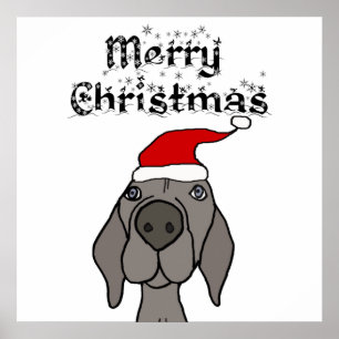 Poster Joli chien Weimaraner Joyeux Noël