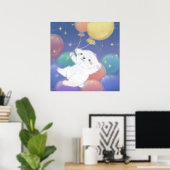 Poster Joli chiot avec ballons et étoiles (Bureau à domicile)