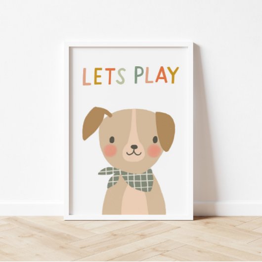 Poster Joli Chiot Lit Jouer Enfants
