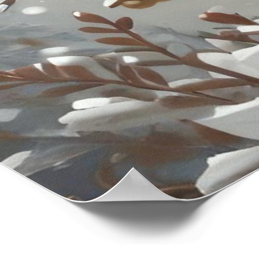 Poster Joli Chouette blanche neige hiver (Coin)