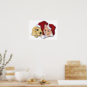 Poster Joli Christmas Labrador Puppy et Orange Tabby (Cuisine)